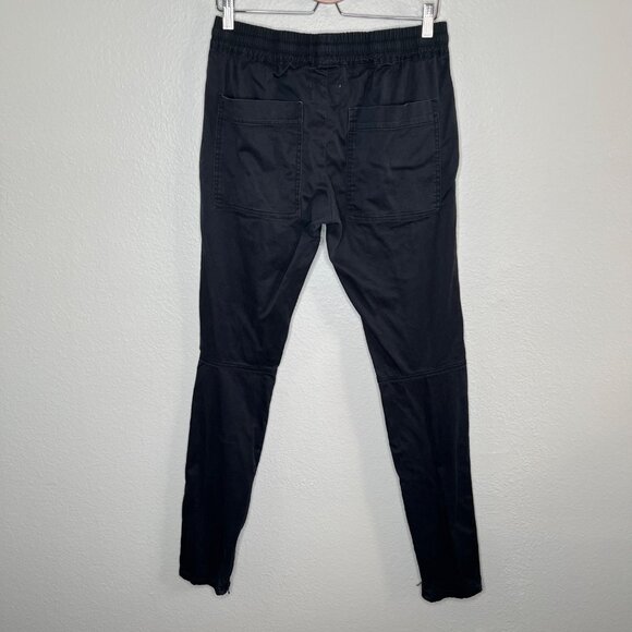 Essentials Black Twill Drawstring Skinny Pants Ankle Zip Mens Medium - Picture 2 of 12